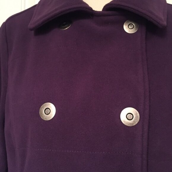 ATHLETA COAT JACKET PURPLE FLEECE SNAPS POCKETS Size M MEDIUM - Picture 2 of 8